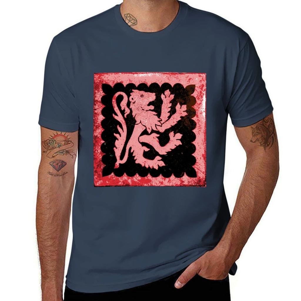 Medieval Lion In Red Tshirt Large Size Loose Casual Tee