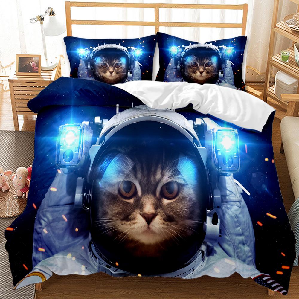 Animal Duvet Cover Set Exotic Style Boys 3D Animal Printed Bedding Set Black Wolf Double Queen King Size Polyester Qulit Cover