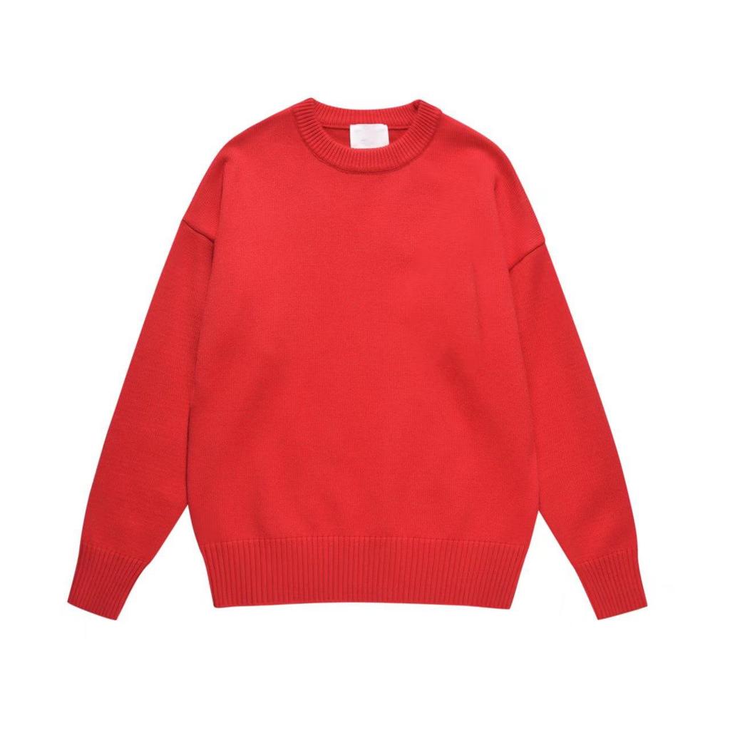 High-Quality Red Heart Peach Loose Pullover Couple Sweater