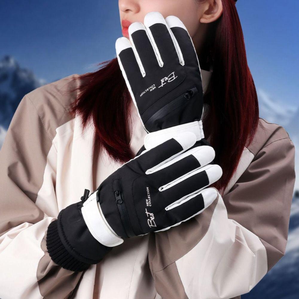 Thicken Winter Ski Gloves with Storage Bag Card Holder  Gloves Snowboard Gloves  Girls