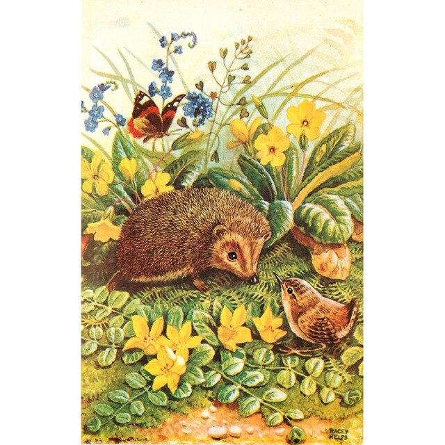 5d Hedgehog Embroidery Diy Diamond In The Forest Full Round Resin Diamond Painting Animal Home Decoration New Arrival