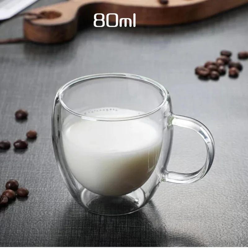 Двойная стеклянная чашка с ручкой, украшенная засушенными цветами, кофейная чашка, молочная кружка, термостойкие чайные чашки, стеклянная кружка, кухонные принадлежности