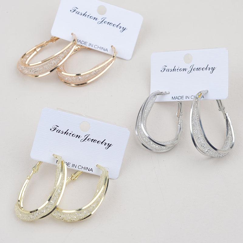 Boho Silver Oval Earrigns Large Hanging Anti Allergy Silver Needle Earrings Hoops Fashionable Circle Design Luxury Earrings