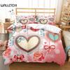 Love Heart Duvet Cover Set Single King Romantic Theme Bedding Set Rose Floral Comforter Cover For Valentine's Day Wedding Decor