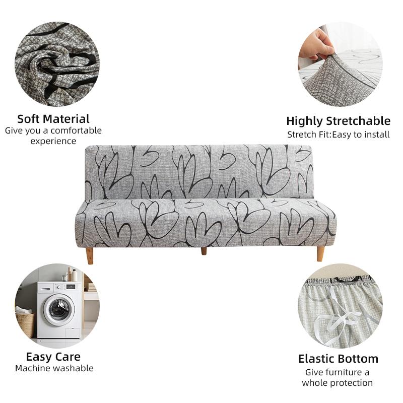 LANMOLIFE Безрукавный чехол для дивана-футона с принтом, эластичные чехлы для дивана, съемные, для чистки, чехлы для дивана из спандекса, подходят для домашнего декора