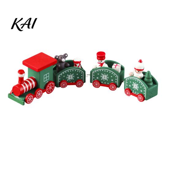 Xmas Tree Ornament Sets Wooden Christmas Train Decoration, Painted Mini with Snowman Seasonal Interior Home Accessories Bear, Holiday Tabletop Mantel