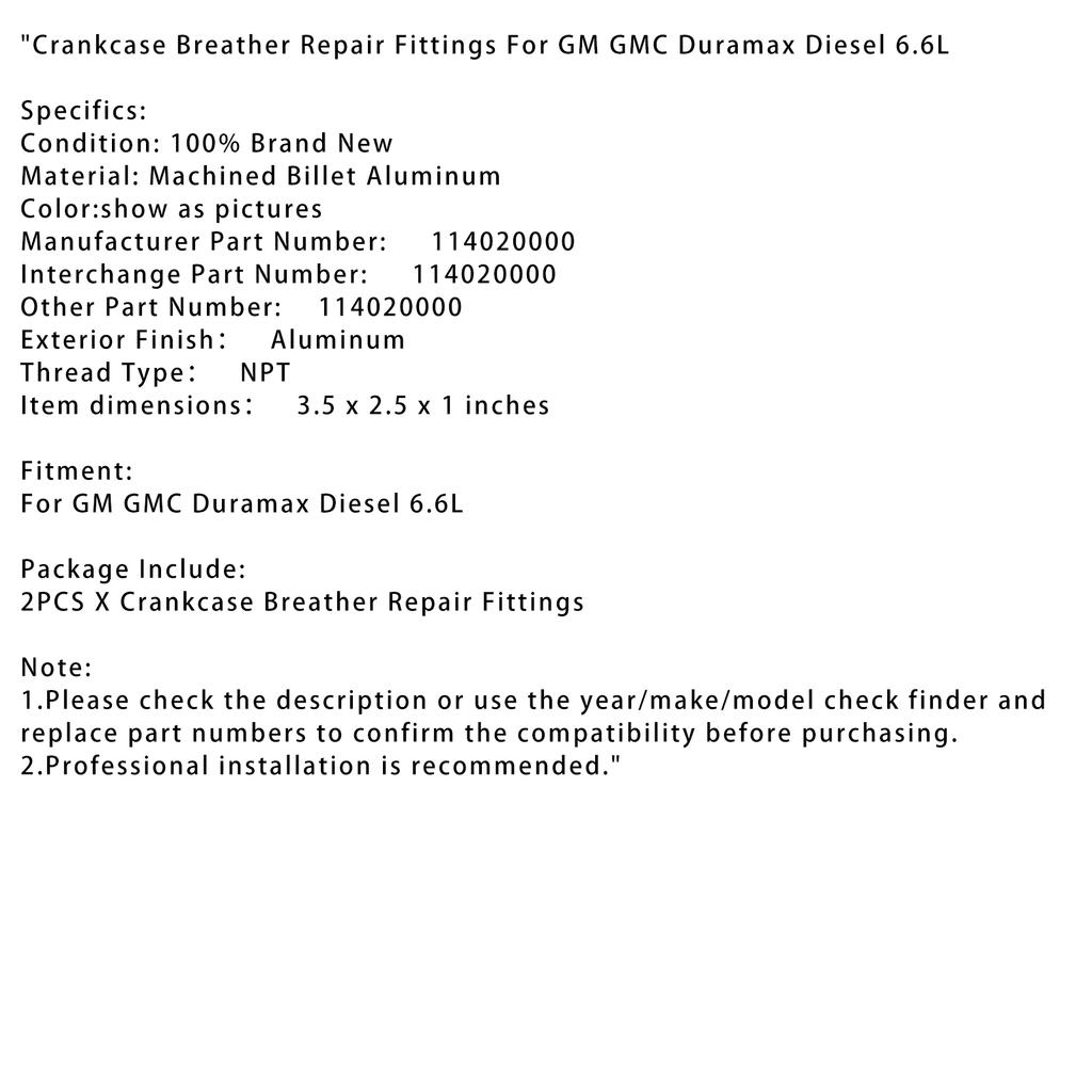 Ремонтные фитинги для сапуна картера для GM GMC Duramax Diesel 6.6L