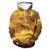 Hooded Sweater Autumn New Golden Light Stacking Series Pattern 3D Printing Hoodie Foreign Trendy Men's Jumper Hip Hop Loose