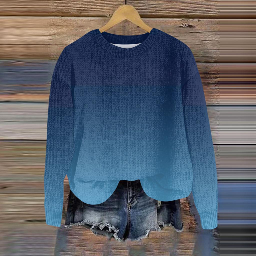 Свитшоты для женщин Вязаный свитер Милая рубашка Осенний круглый вырез Пуловер Топы