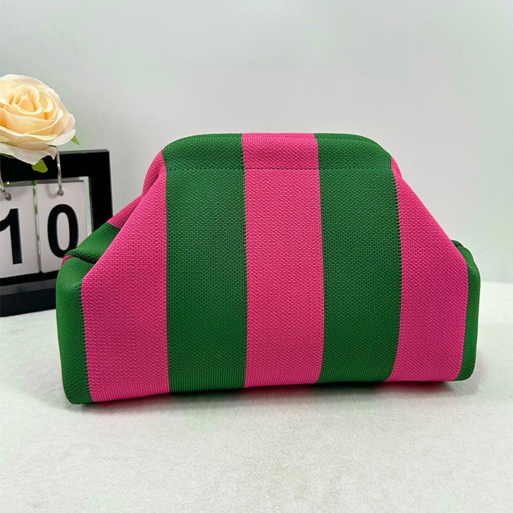 Portable Spring Closure Open Top Colorful Striped Cosmetic Bag Large Capacity Multi-purpose Makeup Pouch Toiletry Bag Gifts