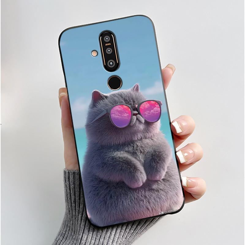Чехол для телефона Nokia 8.1 Plus / Nokia X71, Чехол для телефона, Узор «Обширные луга с красивыми полевыми цветами», Мягкий черный чехол, Защита от царапин