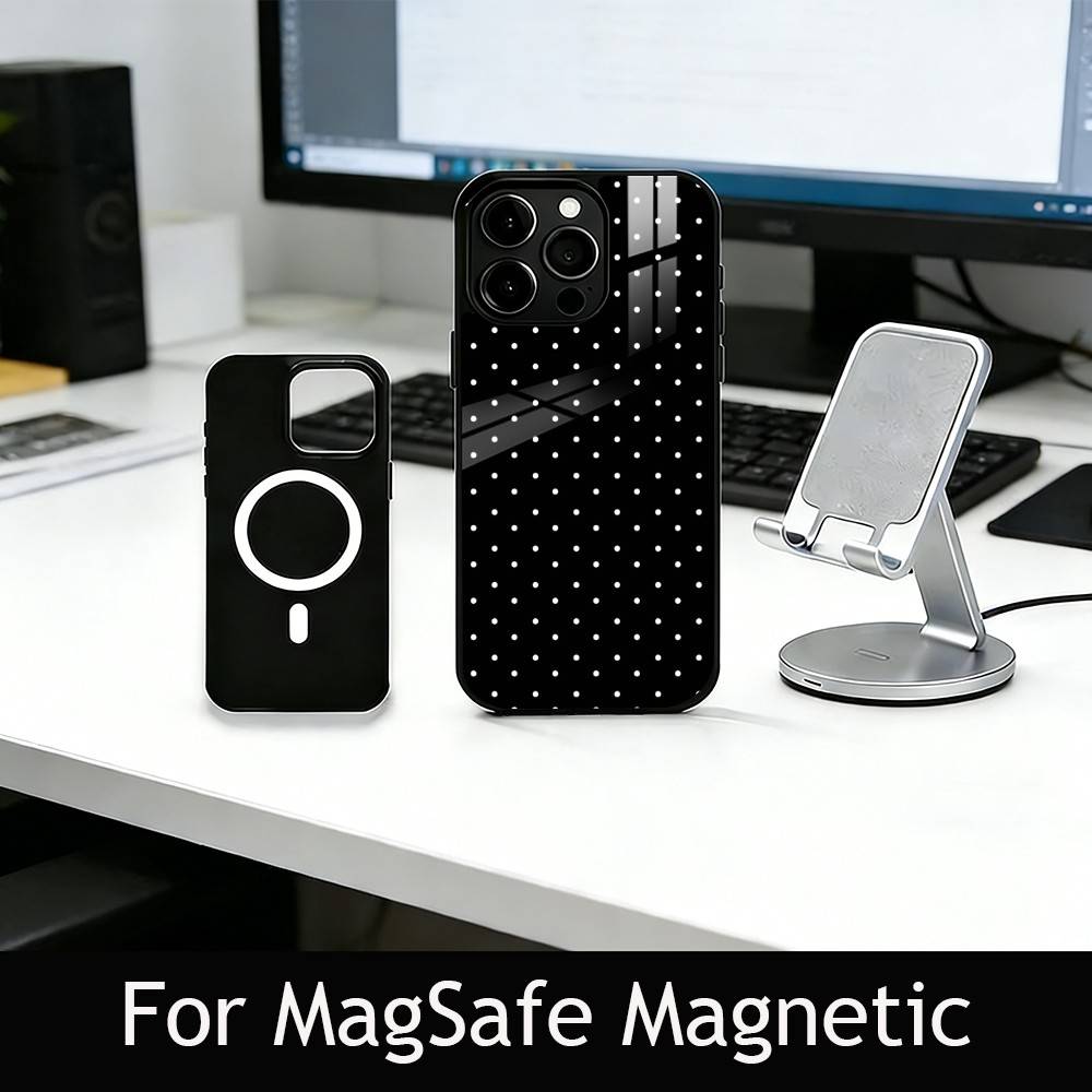 Классический чехол для телефона в горошек для iPhone 17, 16, 15, 14, 13, 12, 11 Plus, Pro, магнитный с Magsafe, для беспроводной зарядки