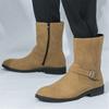 Мода Зима Новая Мода Мужские Заостренные Замшевые Кожаные Ботильоны Челси Мужская Повседневная Роскошь Бренд Высокие Ботинки Zapatos Hombre