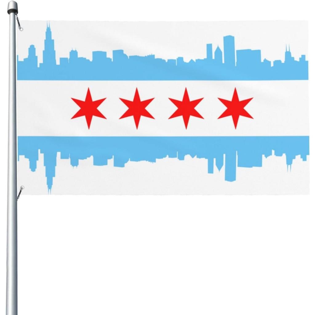 1pc Multi-size Optional Chicago Flag, Garden Banner, Indoor and Outdoor, Perfect Decoration Joyttshop Flag, Breeze Flag