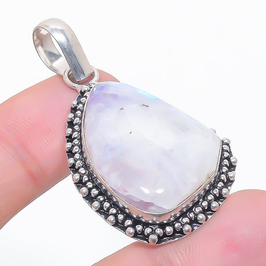Moonstone Gemstone 925 Sterling Silver Jewelry Pendant 2.05"