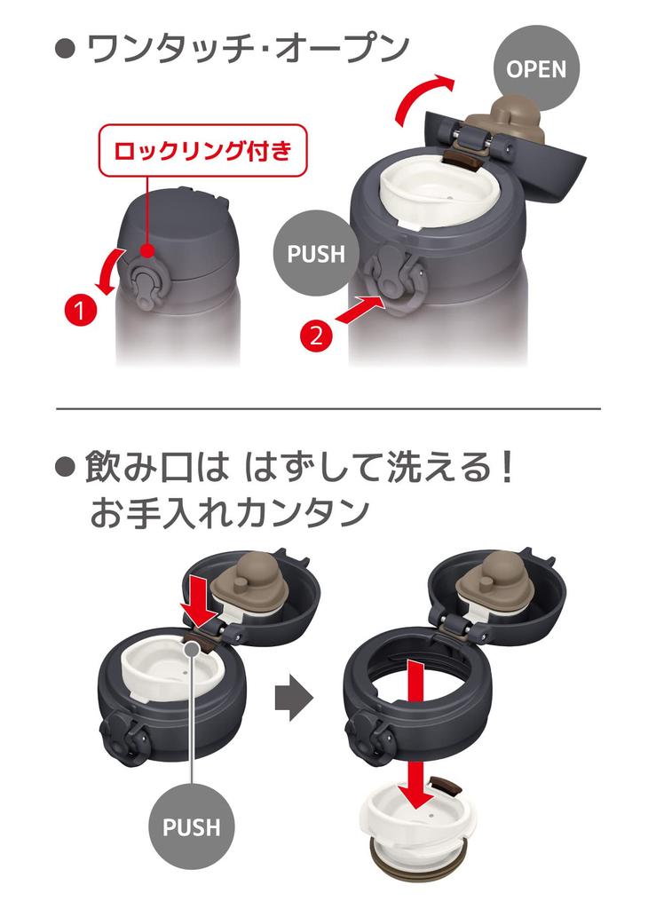 Thermos Vacuum Insulated Portable Smoke with Detachable Spout for Easy Stainless Steel Keeps Drinks Hot or SMB Mug, 750ml, Black, Cleaning,