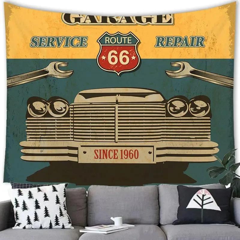 American Retro Car Tapestry Office Living Room Tapestry Home Wall Decoration Tapestry