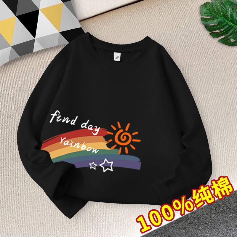 Детский хлопковый осенний топ с длинным рукавом и круглым вырезом - модная футболка свободного кроя в корейском стиле для мальчиков