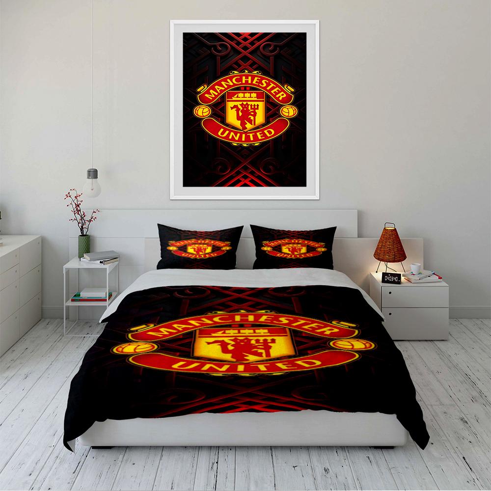 Manchester United Logo Bedding Bedding Duvet Cover Set Duvet Cover Pillowcases Home Decor (1 * Duvet Cover 2 * Pillowcases, without duvet insert)