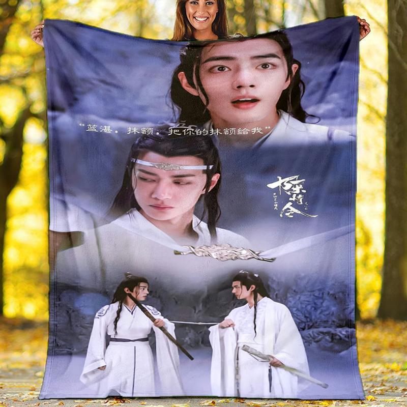 "Ghostly Romance" Print Flannel Blanket, Soft Warm Lightweight Throw Blanket for living Room,Sofa Bed Camping office