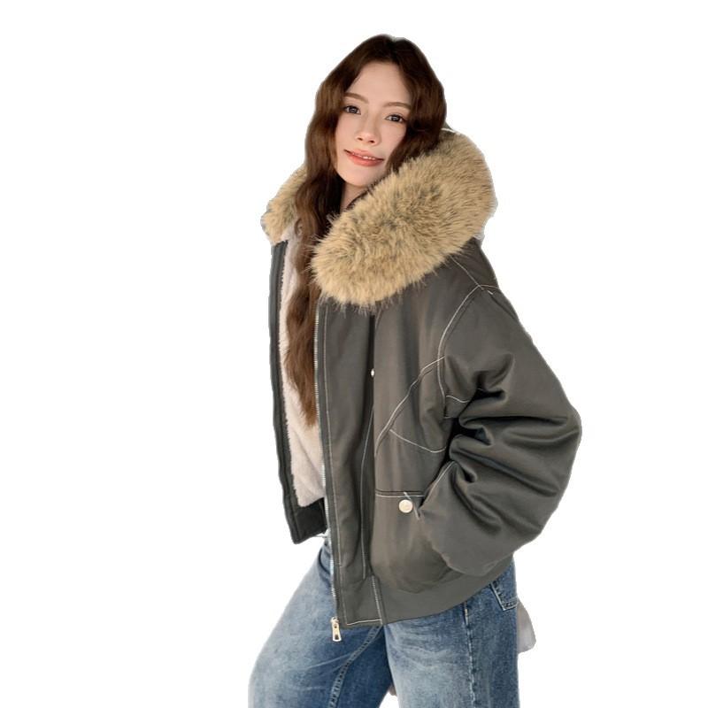 Ретро Парка с Меховым Воротником, Хлопковая Куртка с Подкладкой, Новая Зимняя Свободная Толстая Хлопковая Одежда с Капюшоном