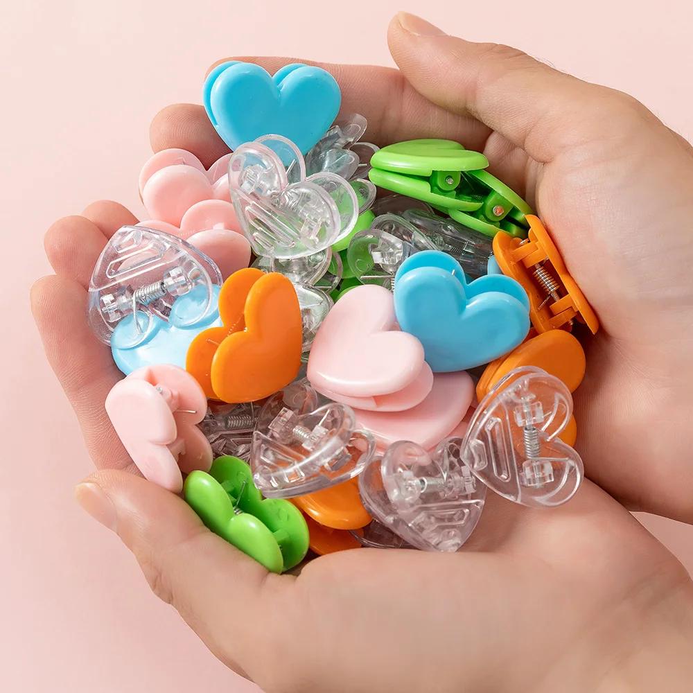 10 шт./лот скрепки в форме сердца, симпатичные многоцелевые маленькие пластиковые скрепки для школьников и студентов