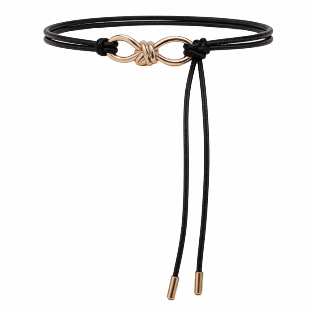 Solid Color Metal Buckle Belt Knotted Decorative Waistband Fashion Waist Chain Women's Accessories