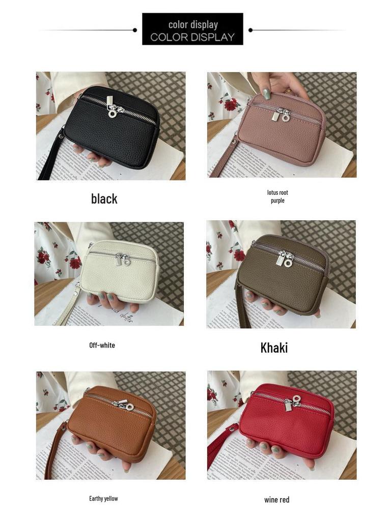 Women's Minimalist Genuine Leather Coin & Key Purse - Double Zipper Design for Lipstick & Coin Storage (2025 Edition)