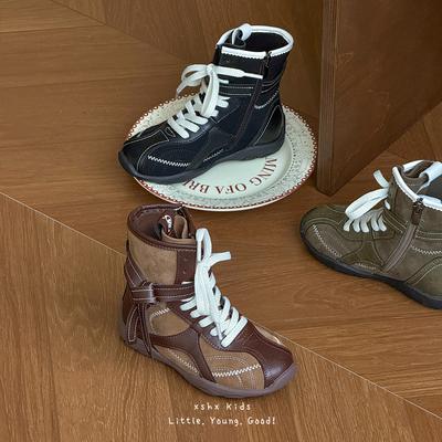 XSHX Боксерки | Осенне-зимние ретро-кроссовки-локомотивы с высоким верхом и боковой молнией, нишевые, в средневековом стиле