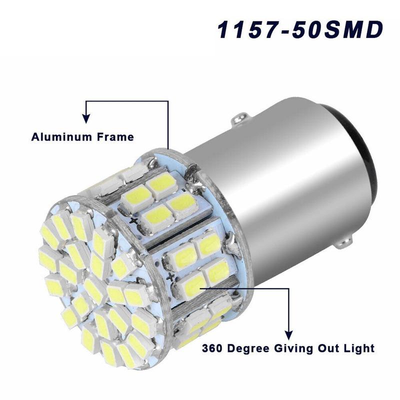 4Pcs 6000K White 1157 50SMD Tail Brake LED Lights Bulb BAY15D 12V