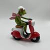 1pc Funny Motorcycle Frog Decor , Riding Red Scooter-like Motorcycle, with Helmet, Green Frog Decoration for Home, Office, Party