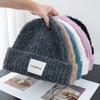 Japanese Versatile Warm White Label Knitted Hat for Women Big Head Small Face Small Face Winter Ear Protection Pile Up Knitted Hat for Men