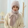 Winter Squirrel Fleece Knitted Windproof and Cold-resistant Plus Fleece Ladies Hat Scarf One-piece Woven Laminated Snow Hat