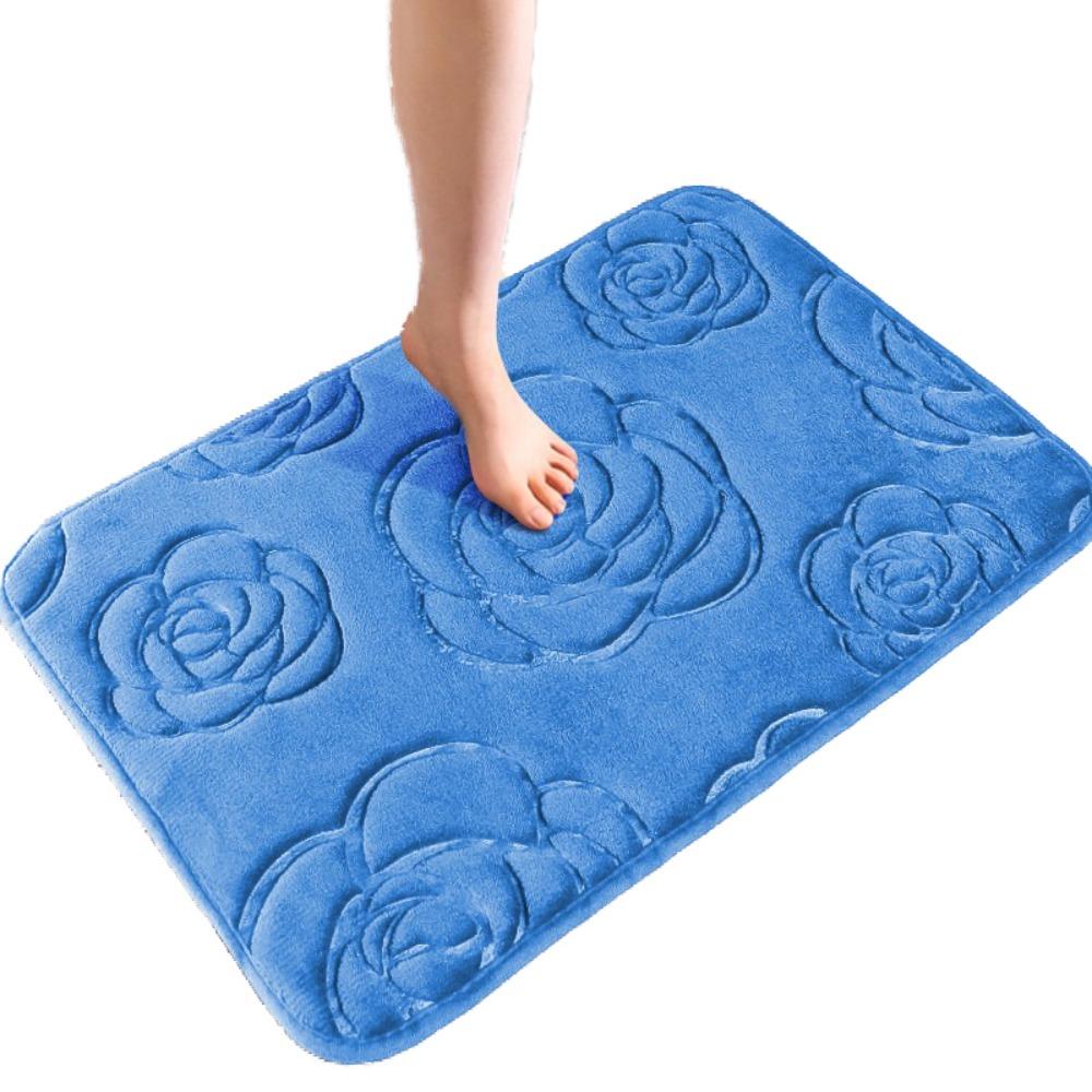 Machine Washable Coral Velvet Carpet Polyester Bathroom Rug Creative Non-Slip Mat Bathtub