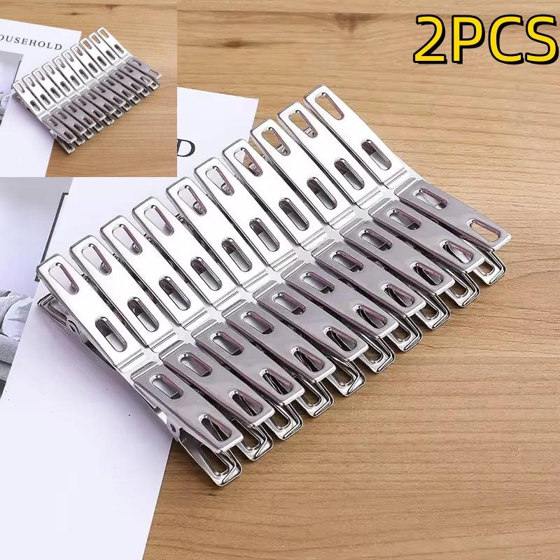 Household Multifunctional 20 Piece Stainless Steel Small Flat Clip Windproof Clothes Drying Sock Clip Clothes Drying Clip