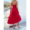 Women Vacation Style Solid Color High Waist Sleeveless Hanging Neck Long Dresses