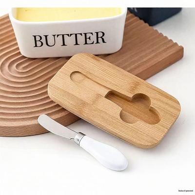 Многофункциональный нож для масла, сыра и джема с деревянной коробкой для выпечки