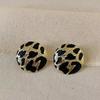 Leopard Print Round Earrings Alloy Sensitive Skin Friendly Earrings Jewelry Gift for Women Girls Dainty Accessories
