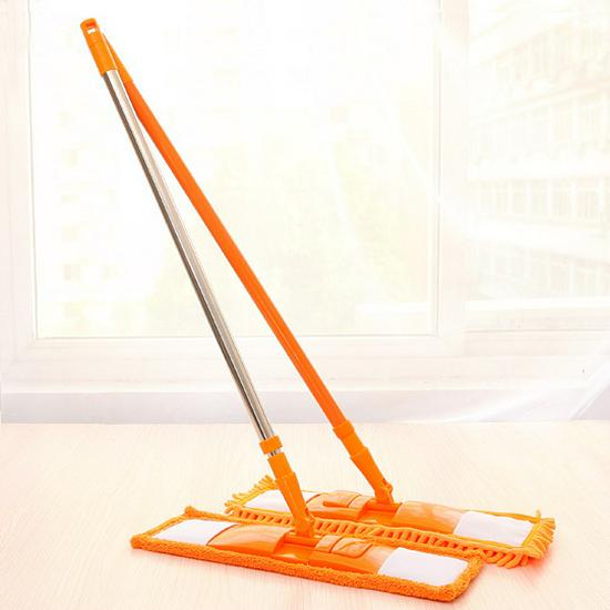Плоская швабра двойного назначения из нержавеющей стали с насадкой из шенилла для влажной и сухой уборки