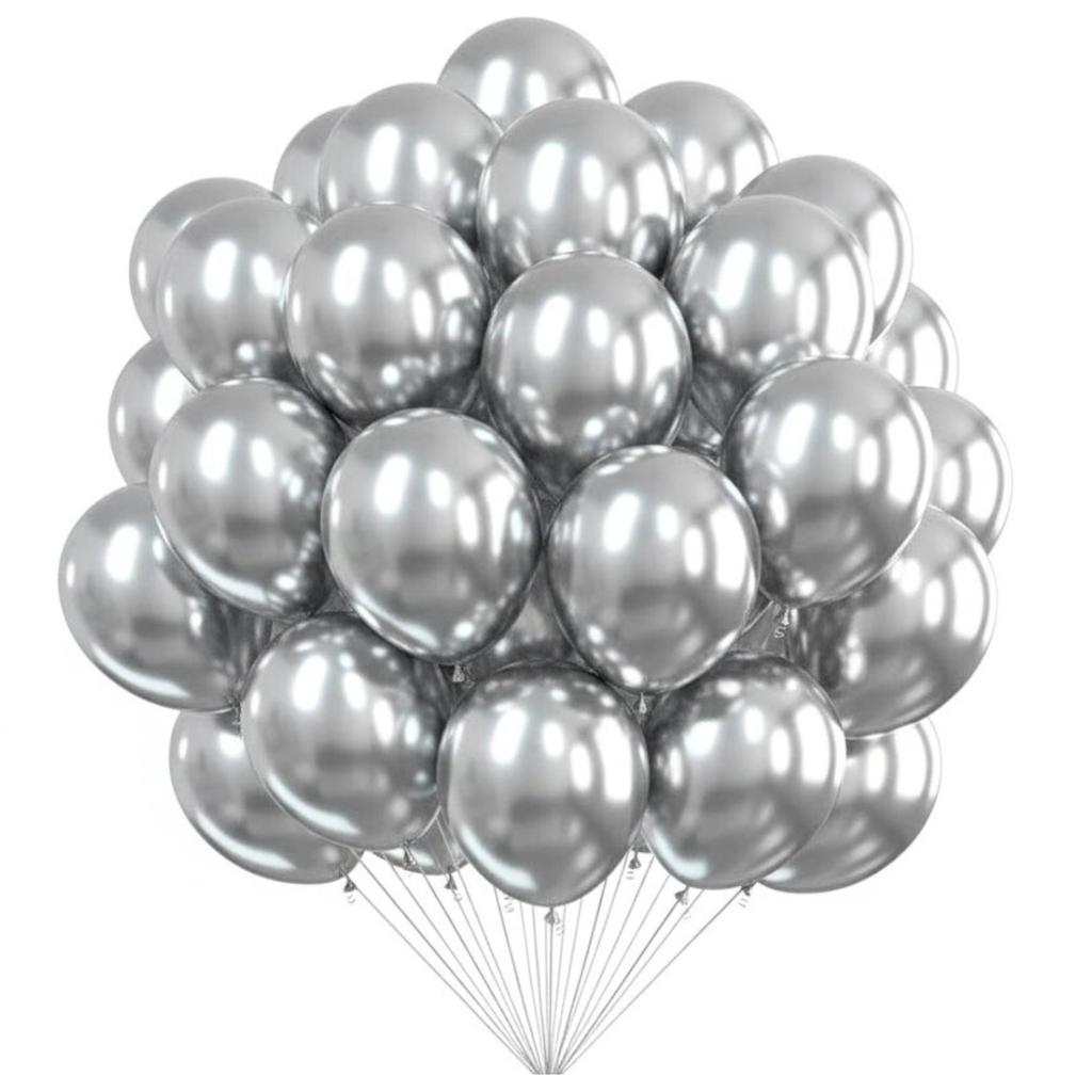 Metallic silver chrome balloons party anniversary decoration 100 pieces