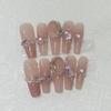 Pure Hand-wearing Nails with High-end Temperament Fake Nail Patch Love Pink Diamond Gradient Blush Nail Patch