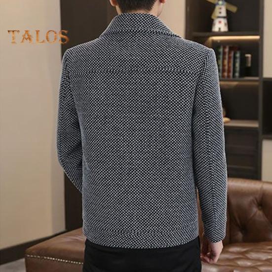 Мужское пальто с лацканами и длинным рукавом, однотонная утолщенная плюшевая подкладка, куртка, пальто, осень-зима, однобортная повседневная верхняя одежда