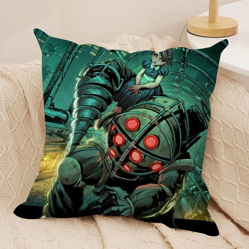 Fanart BBioshock RRapture Cushion Cover Soft Plush Fabric DoubleSided Printed Sofa Cushion Cover for All Seasons Home Decor