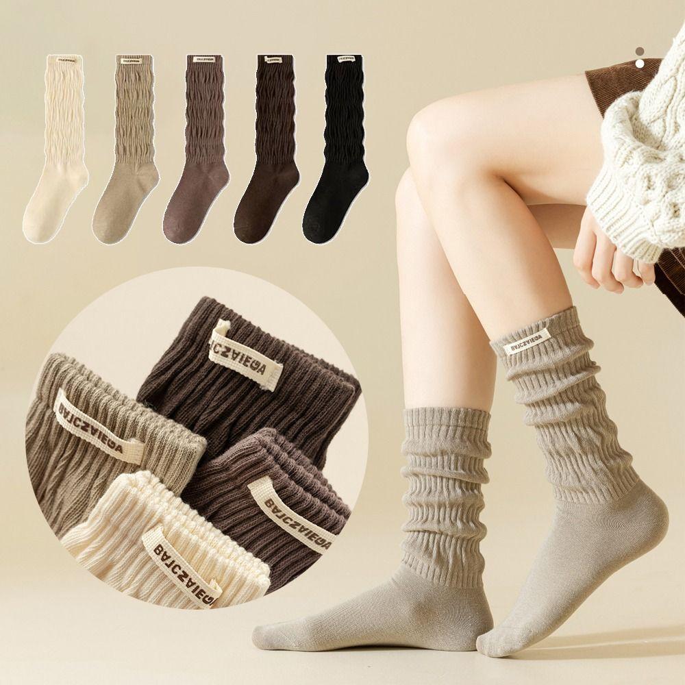 Elastic Tiered Piled Calf Socks Lolita Autumn Winter Long Socks Cute JK Stockings  for Women Girls