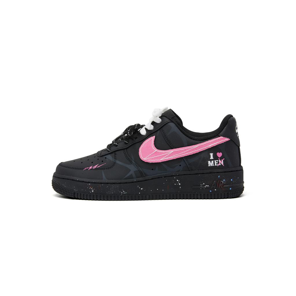 Nike Nike Air Force 1 Нескользящие Устойчивые к истиранию Низкие Скейтбордические кроссовки Унисекс Черный Розовый CW2288-001(Команда970-)