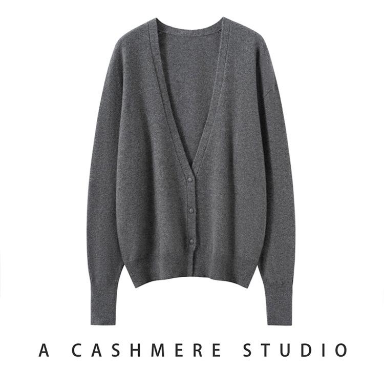 Kang Sai Ni Women's Pure Cashmere Cardigan - 2026 Spring/Autumn Single-Breasted Base Layer for Commute Style