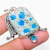 K2 Blue Azurite, Blue Topaz 925 Sterling Silver Jewelry Pendant 2.25" Z0W72