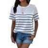 Летняя женская повседневная полосатая футболка с коротким рукавом для женщин