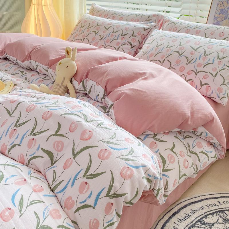 Супермягкий пододеяльник, четырехсекционная простыня для общежития, трехсекционная пряжа из мытого хлопка с двойным слоем