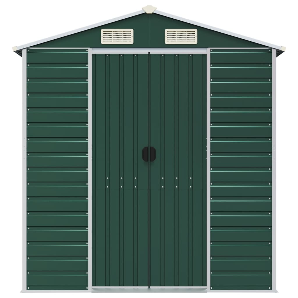 Garden Shed Green 191x470x198 cm Galvanized Steel